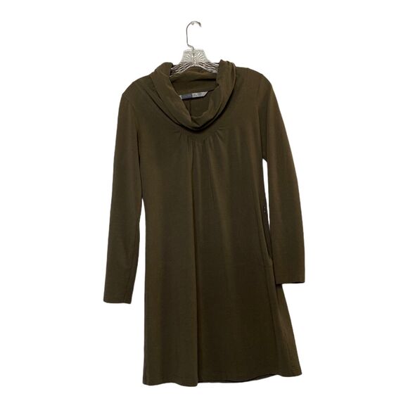 ATHLETA Green Cowl Neck sweater Dress Sz. Xs Pocket Stretch Organic Cotton - Picture 5 of 11